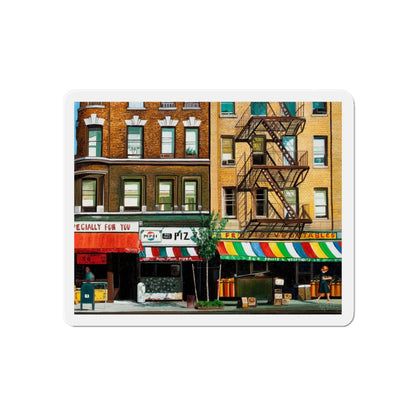 City Street (Magazine Illustration) Refrigerator Magnet-6" × 6"-The Sticker Space