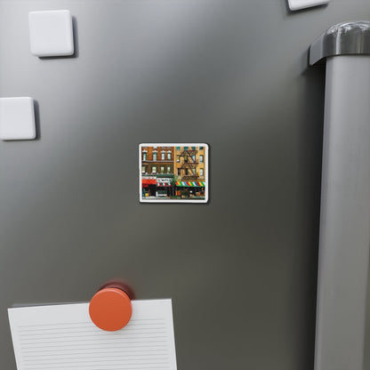 City Street (Magazine Illustration) Refrigerator Magnet-The Sticker Space