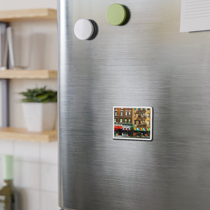 City Street (Magazine Illustration) Refrigerator Magnet-The Sticker Space