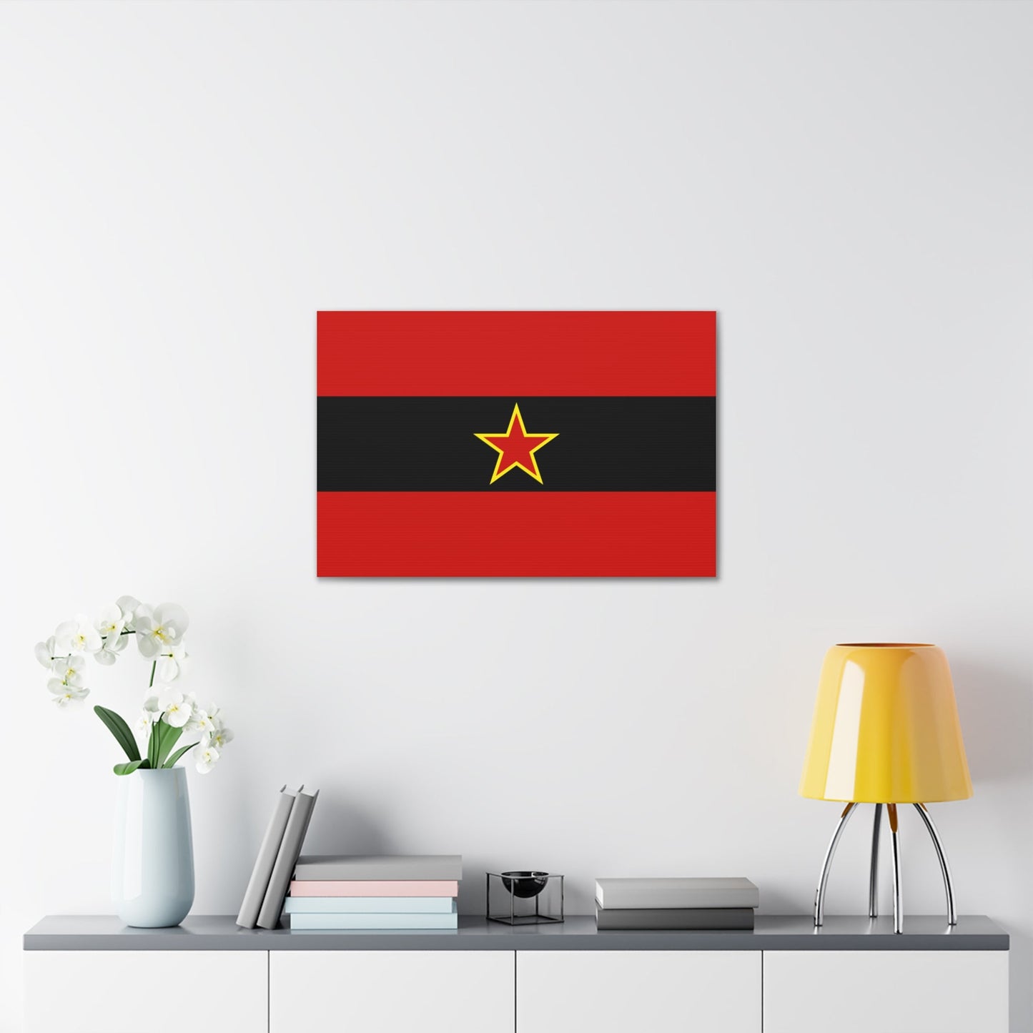 Civil Ensign of Albania 1945 to 1992 - Canvas Wall Art-The Sticker Space