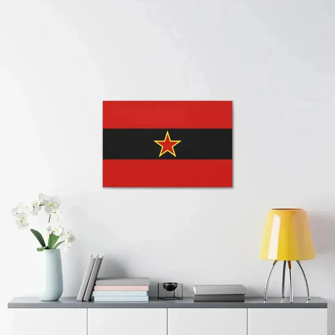 Civil Ensign of Albania 1945 to 1992 - Canvas Wall Art - The Sticker Space