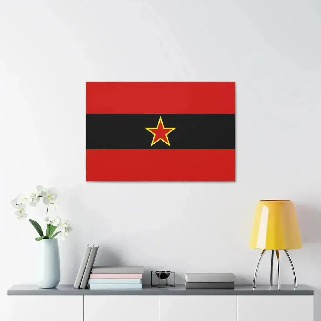 Civil Ensign of Albania 1945 to 1992 - Canvas Wall Art - The Sticker Space