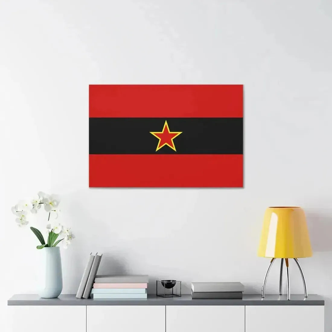 Civil Ensign of Albania 1945 to 1992 - Canvas Wall Art - The Sticker Space