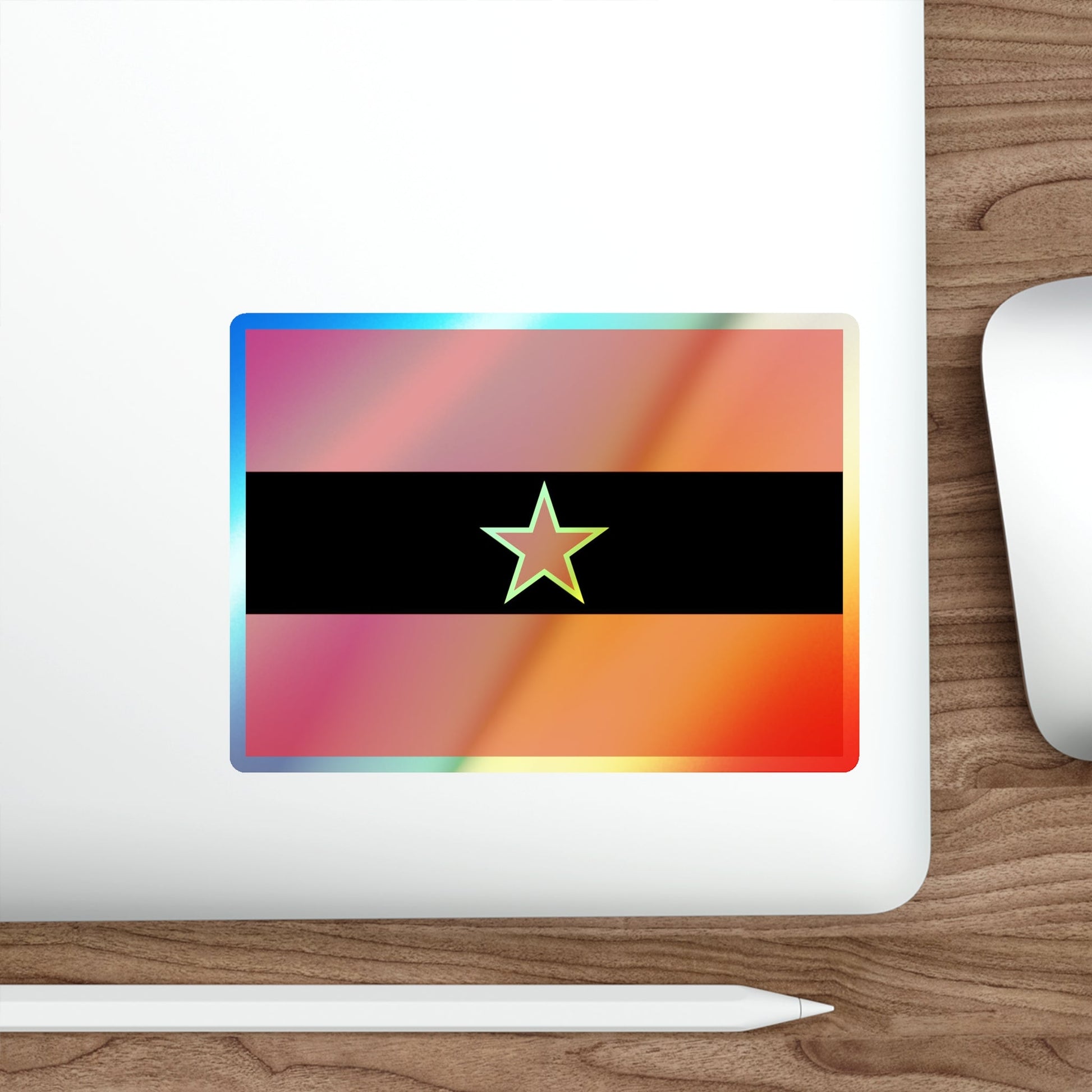 Civil Ensign of Albania 1945 to 1992 Holographic STICKER Die-Cut Vinyl Decal-The Sticker Space