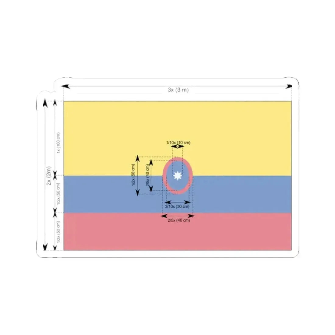 Civil flag of Colombia construction sheet (Colombia) STICKER Vinyl Kiss-Cut Decal 2 Inch White - The Sticker Space
