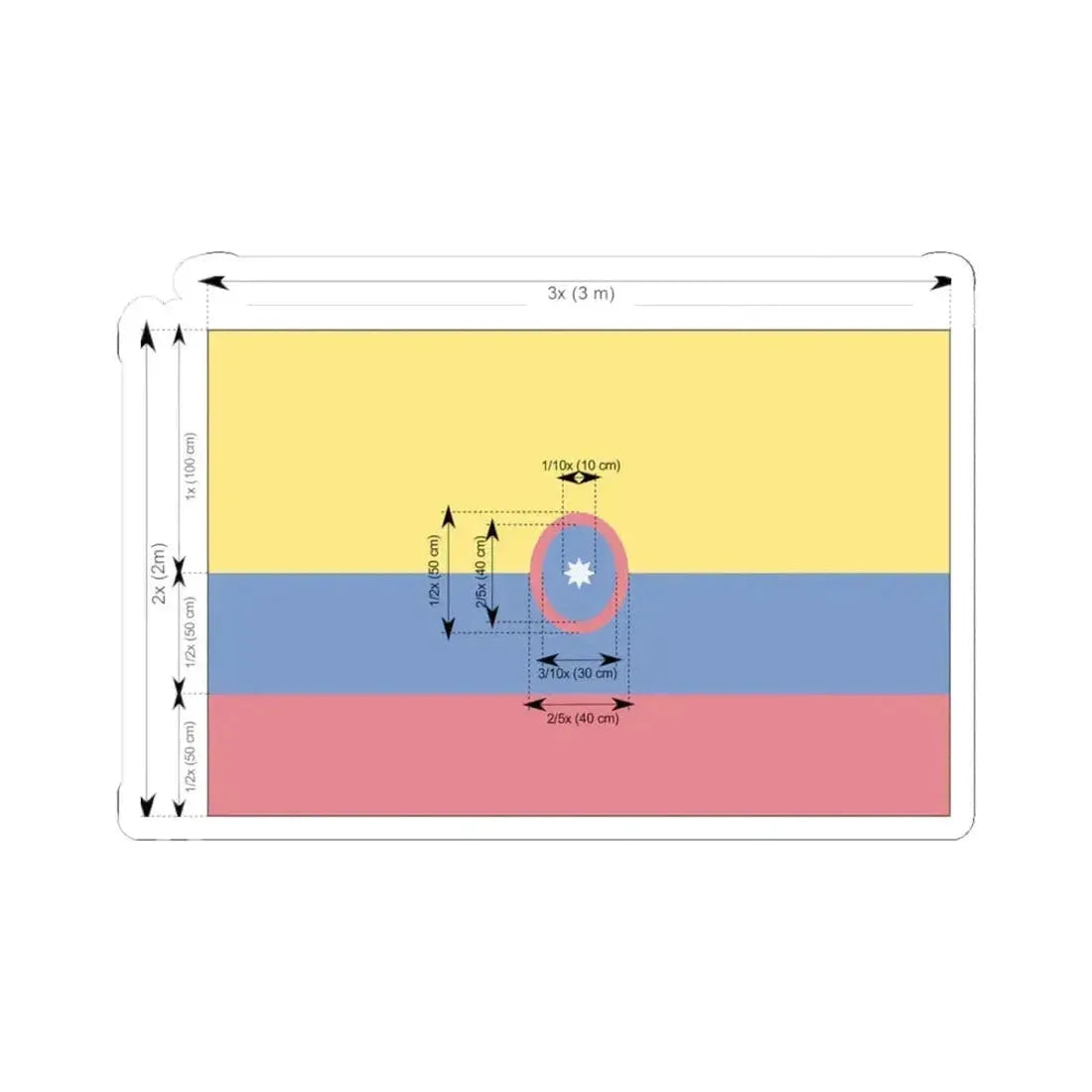 Civil flag of Colombia construction sheet (Colombia) STICKER Vinyl Kiss-Cut Decal 3 Inch White - The Sticker Space