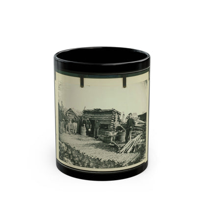 Civil War Camp Of The 6th N.Y. Artillery At Brandy Station, Virginia, Showing Union Soldiers In Front Of Log Company Kitchen (U.S. Civil War) Black Coffee Mug-11oz-The Sticker Space