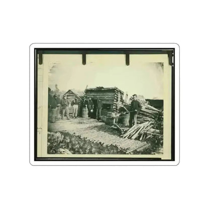 Civil War Camp Of The 6th N.Y. Artillery At Brandy Station, Virginia, Showing Union Soldiers In Front Of Log Company Kitchen (U.S. Civil War) STICKER Vinyl Die-Cut Decal White Die-Cut 3 Inch - The Sticker Space