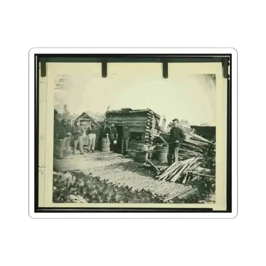 Civil War Camp of the 6Th N.Y. Artillery at Brandy Station, Virginia, Showing Union Soldiers in Front of Log Company Kitchen (U.S. Civil War) STICKER Vinyl Kiss-Cut Decal 2 Inch White - The Sticker Space