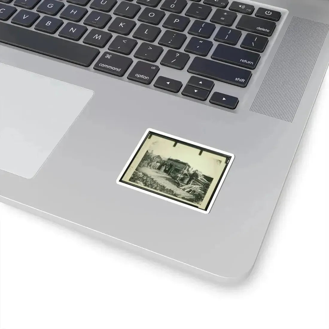 Civil War Camp of the 6Th N.Y. Artillery at Brandy Station, Virginia, Showing Union Soldiers in Front of Log Company Kitchen (U.S. Civil War) STICKER Vinyl Kiss-Cut Decal - The Sticker Space