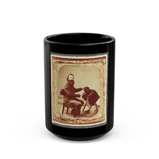 Civil War Induction Officer With Lottery Box (U.S. Civil War) Black Coffee Mug-15oz-The Sticker Space