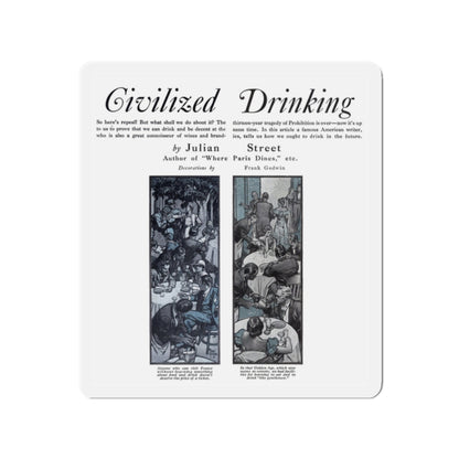 Civilized Drinking, Redbook, December 1933 (Magazine Illustration) Refrigerator Magnet-2" x 2"-The Sticker Space