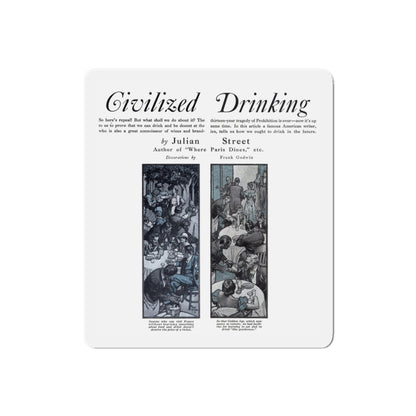 Civilized Drinking, Redbook, December 1933 (Magazine Illustration) Refrigerator Magnet-6" × 6"-The Sticker Space