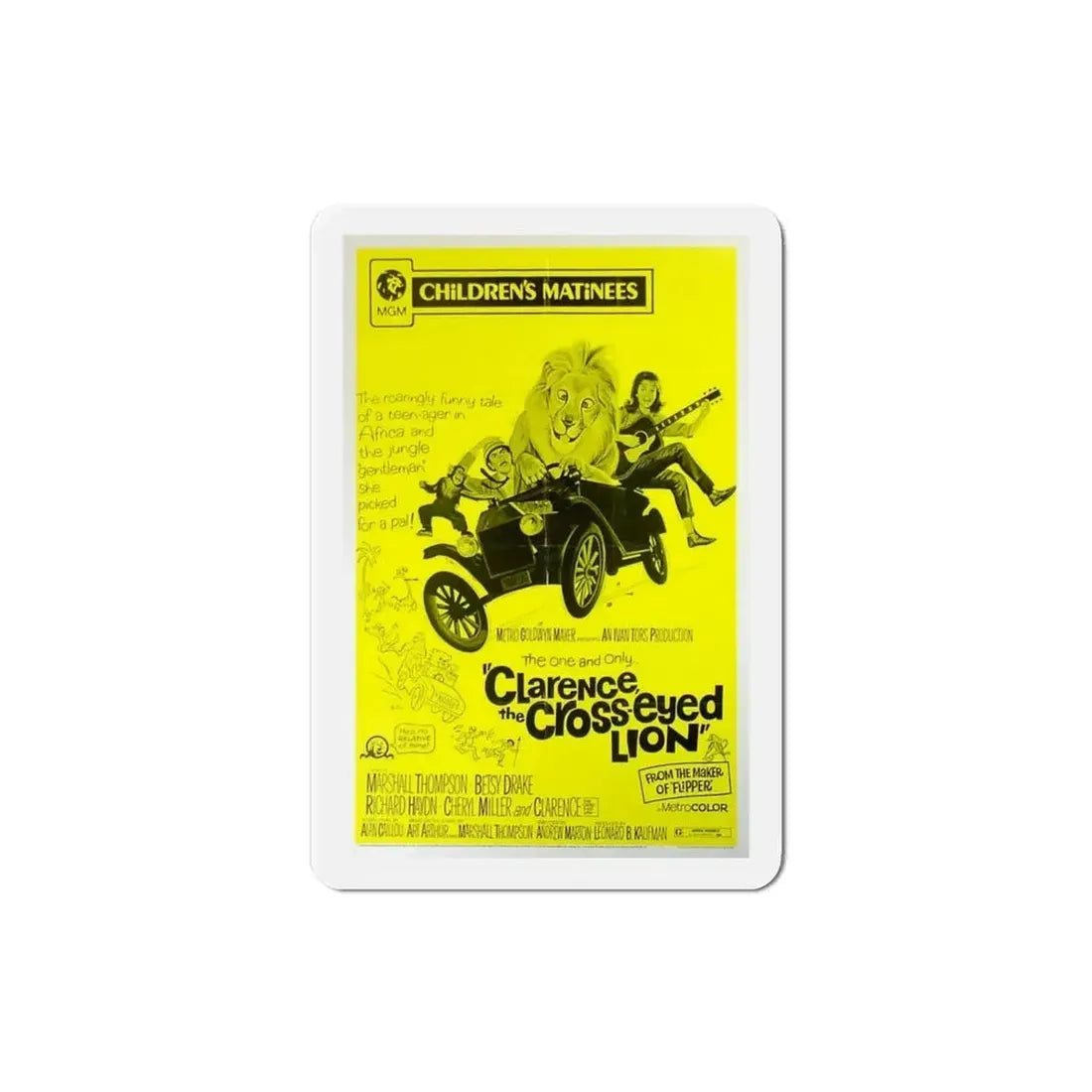 Clarence the Cross Eyed Lion 1965 Movie Poster Refrigerator Magnet - The Sticker Space