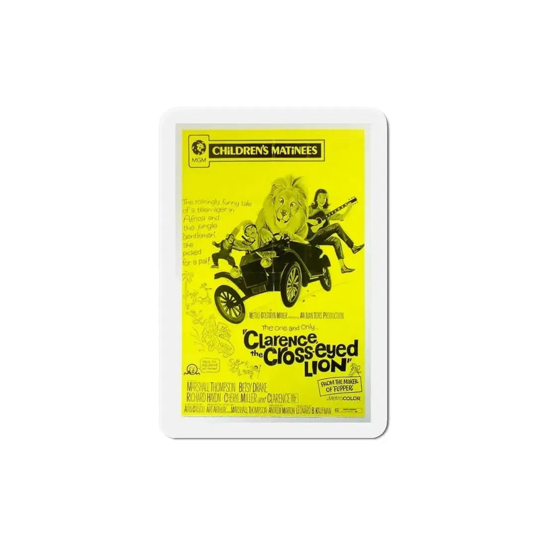 Clarence the Cross Eyed Lion 1965 Movie Poster Refrigerator Magnet - The Sticker Space