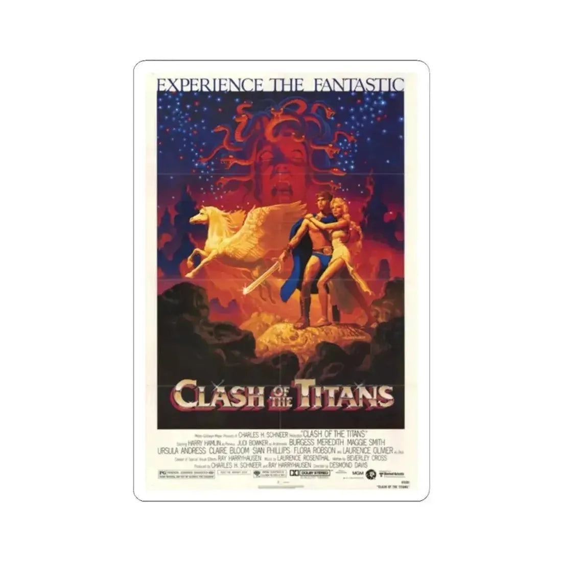 CLASH OF THE TITANS 1981 Movie Poster - STICKER Vinyl Kiss-Cut Decal 2 Inch White - The Sticker Space