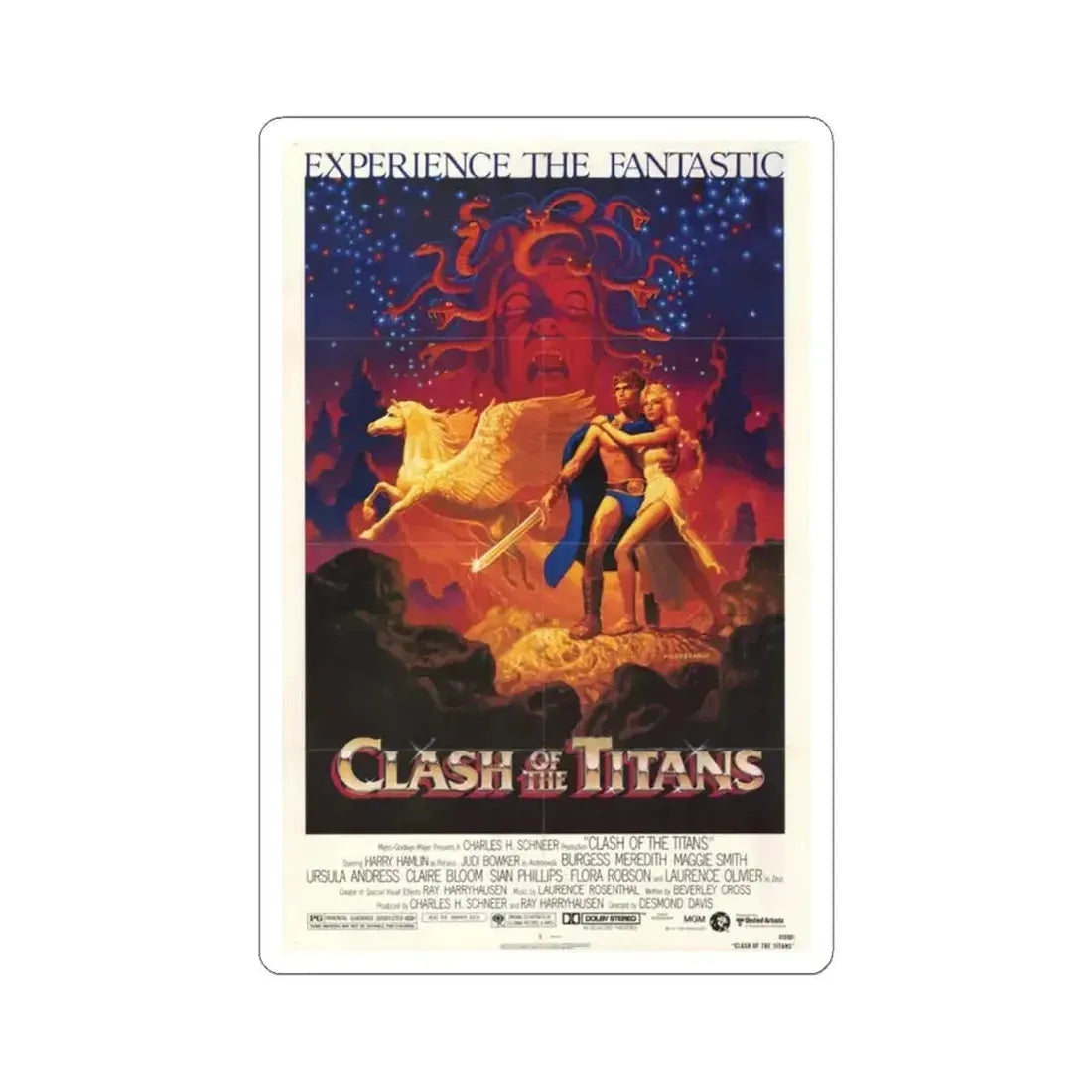 CLASH OF THE TITANS 1981 Movie Poster - STICKER Vinyl Kiss-Cut Decal 6 Inch White - The Sticker Space