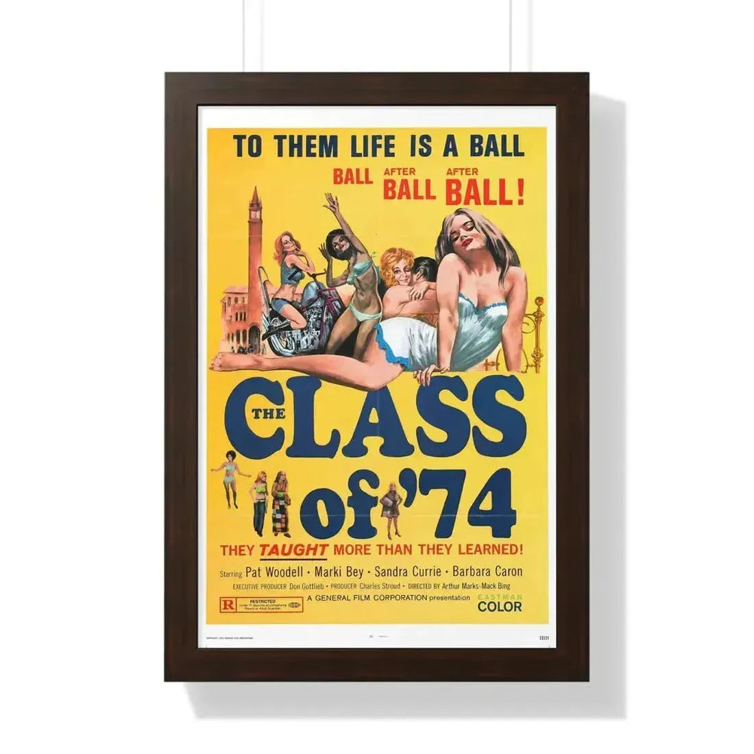 CLASS OF '74 1972 - Framed Movie Poster 16″ x 24″ Walnut - The Sticker Space