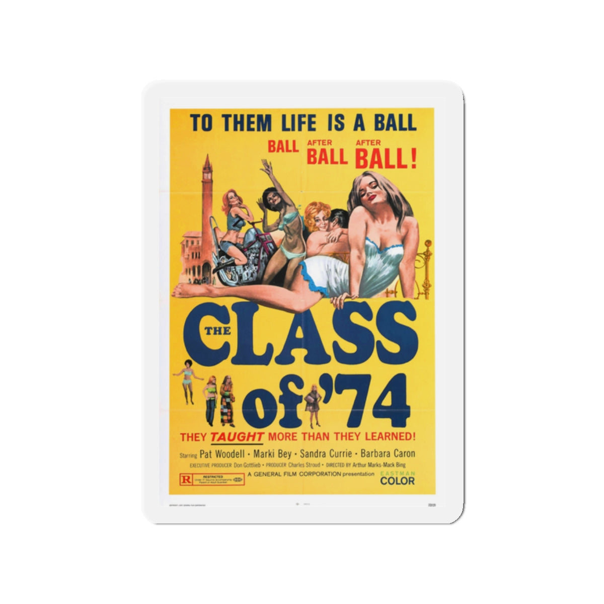 CLASS OF '74 1972 Movie Poster - Die-Cut Magnet-2" x 2"-The Sticker Space