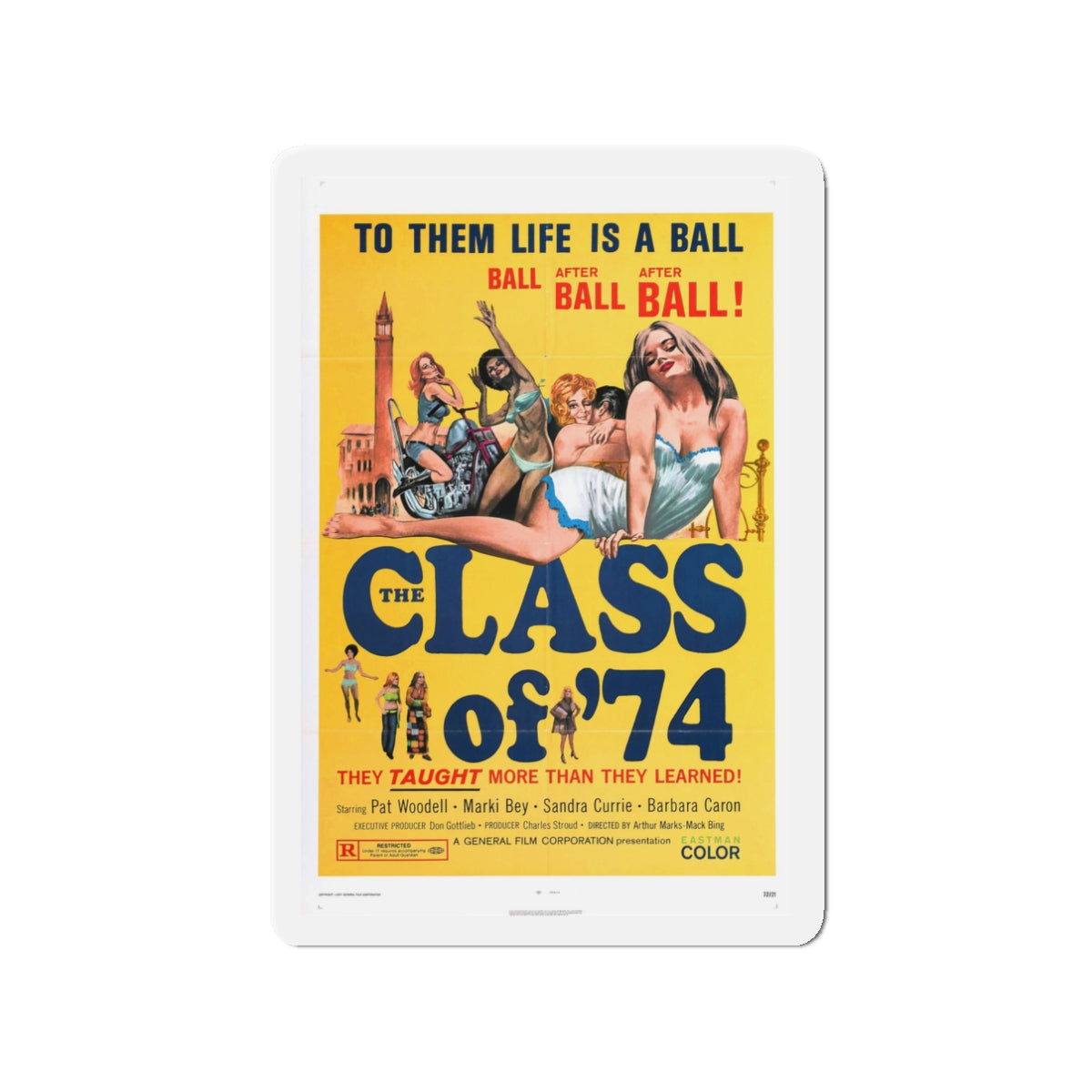 CLASS OF '74 1972 Movie Poster - Die-Cut Magnet-3" x 3"-The Sticker Space