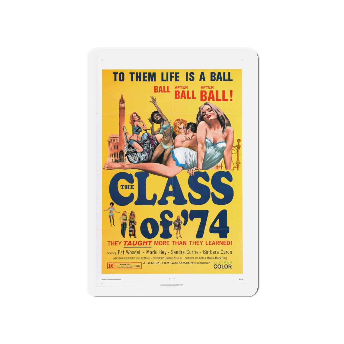 CLASS OF '74 1972 Movie Poster - Die-Cut Magnet-4" x 4"-The Sticker Space