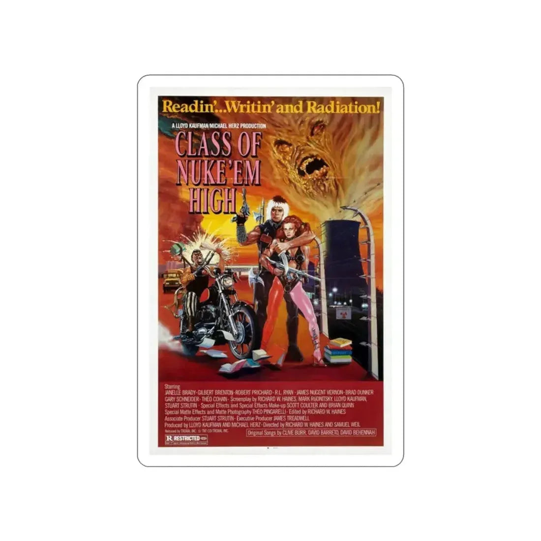 CLASS OF NUKE'EM HIGH 1986 Movie Poster STICKER Vinyl Die-Cut Decal - The Sticker Space