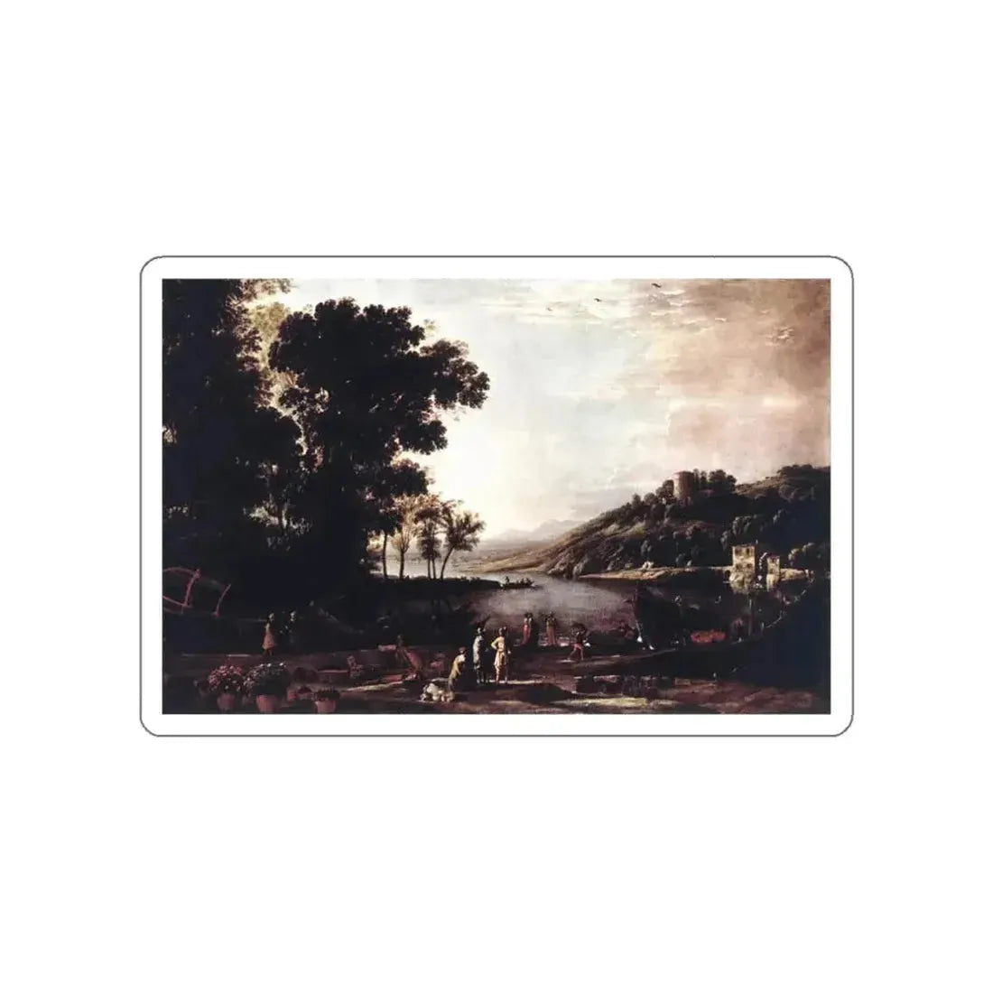 CLAUDE LORRAIN - Landscape with Merchants (Artwork) STICKER Vinyl Die-Cut Decal - The Sticker Space