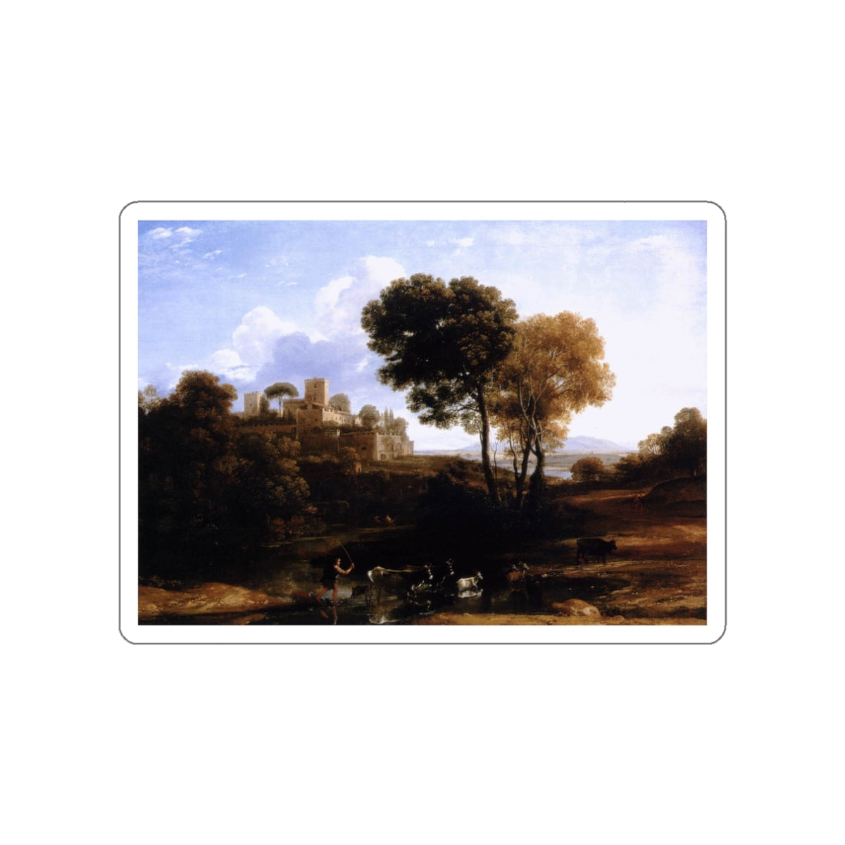 CLAUDE LORRAIN - Landscape with Shepherds (Artwork) STICKER Vinyl Die-Cut Decal-White-The Sticker Space