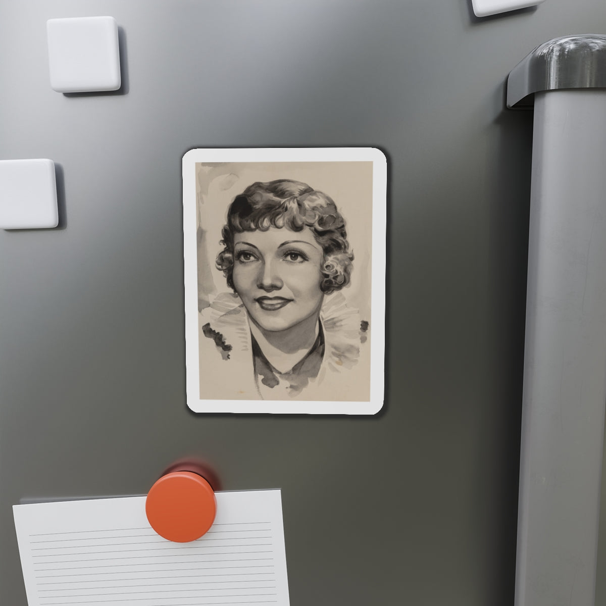 Claudette Colbert (Magazine Illustration) Refrigerator Magnet-The Sticker Space