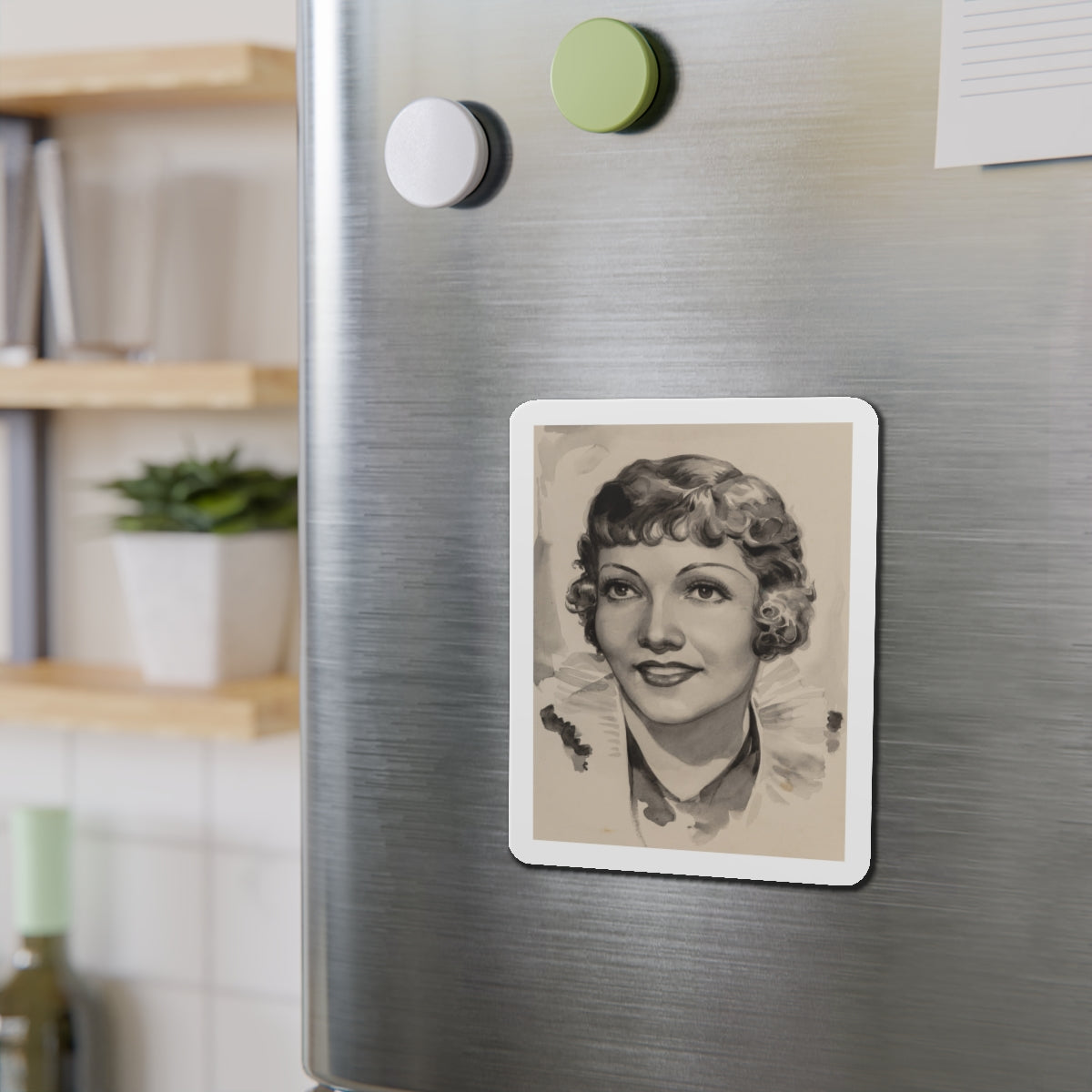 Claudette Colbert (Magazine Illustration) Refrigerator Magnet-The Sticker Space