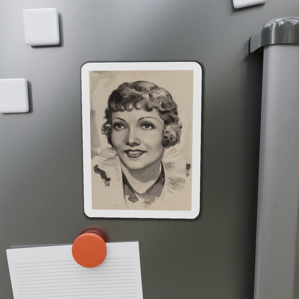 Claudette Colbert (Magazine Illustration) Refrigerator Magnet-The Sticker Space