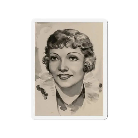 Claudette Colbert (Magazine Illustration) Refrigerator Magnet 2 Inch Die-Cut - The Sticker Space