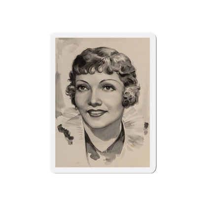 Claudette Colbert (Magazine Illustration) Refrigerator Magnet-4" x 4"-The Sticker Space