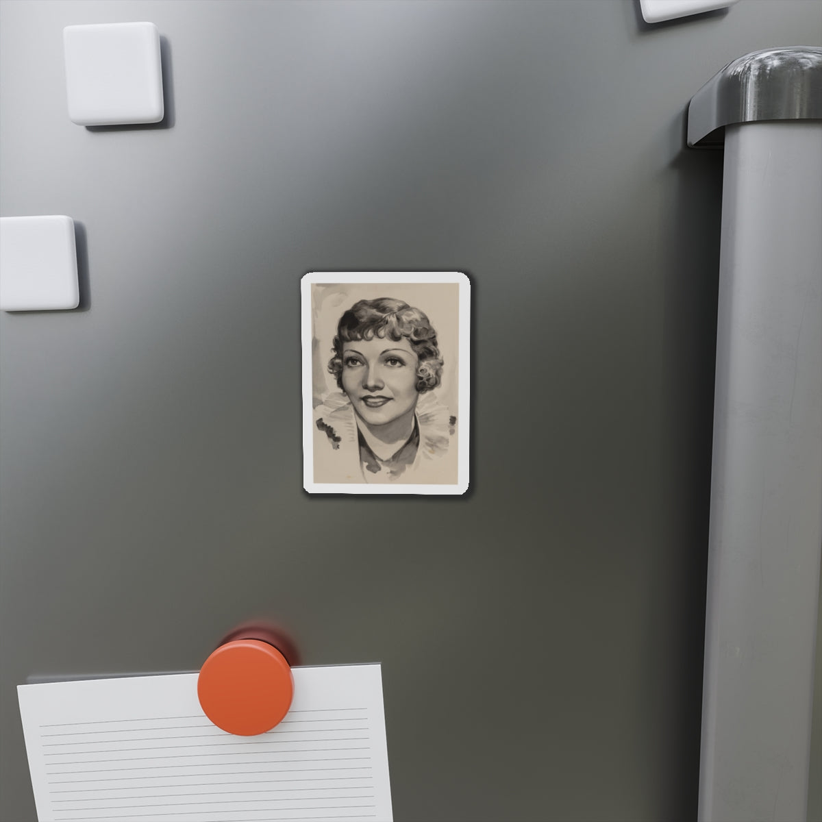 Claudette Colbert (Magazine Illustration) Refrigerator Magnet-The Sticker Space