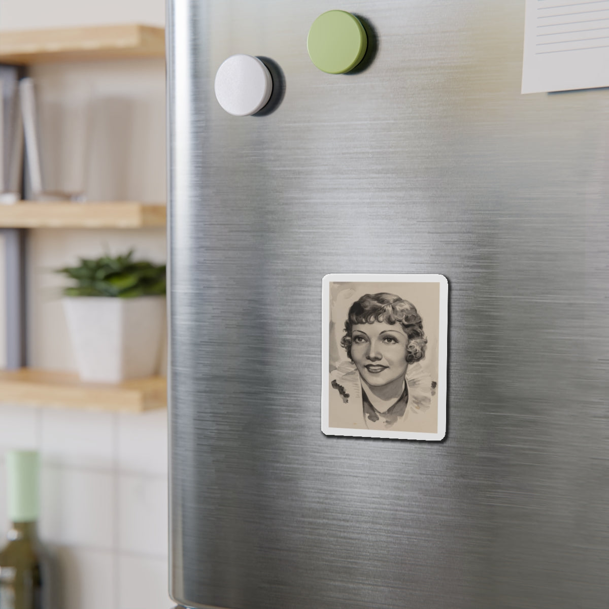 Claudette Colbert (Magazine Illustration) Refrigerator Magnet-The Sticker Space