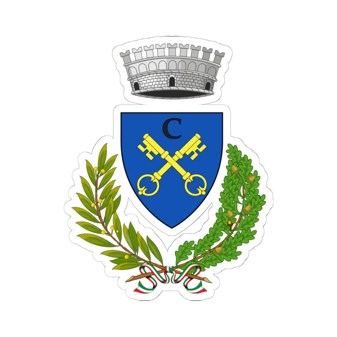 Clavesana-Stemma (Italy) (Coat of Arms) STICKER Vinyl Kiss-Cut Decal 6 Inch White - The Sticker Space