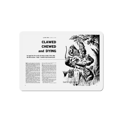 Clawed Chewed and Dying, True Men Stories, December 1958 (Magazine Illustration) Refrigerator Magnet-4" x 4"-Die-Cut-1 pc-The Sticker Space