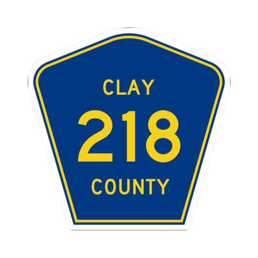 Clay County 218 (Florida) (Road Sign) STICKER Vinyl Kiss-Cut Decal 2 Inch White - The Sticker Space