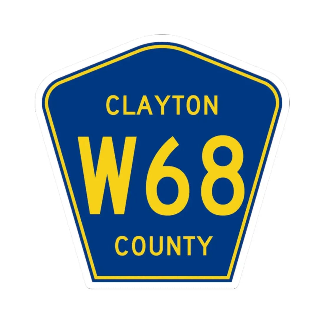Clayton County Route W68 IA (Iowa) (Road Sign) STICKER Vinyl Kiss-Cut Decal 2 Inch White - The Sticker Space