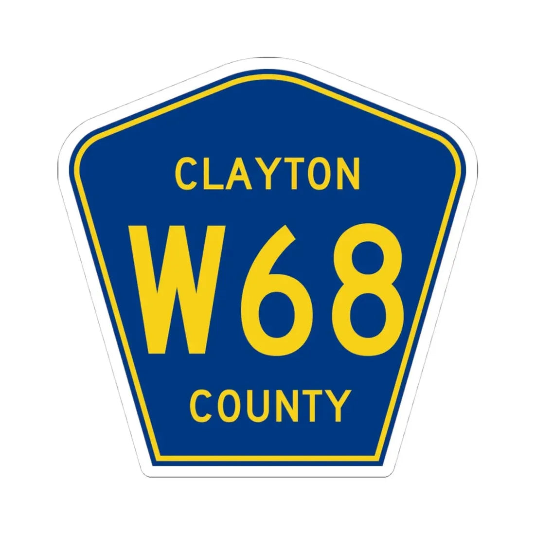Clayton County Route W68 IA (Iowa) (Road Sign) STICKER Vinyl Kiss-Cut Decal 4 Inch White - The Sticker Space
