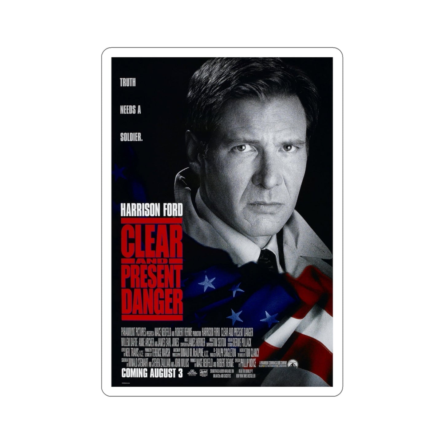 Clear And Present Danger 1994 Movie Poster STICKER Vinyl Die-Cut Decal-4 Inch-The Sticker Space