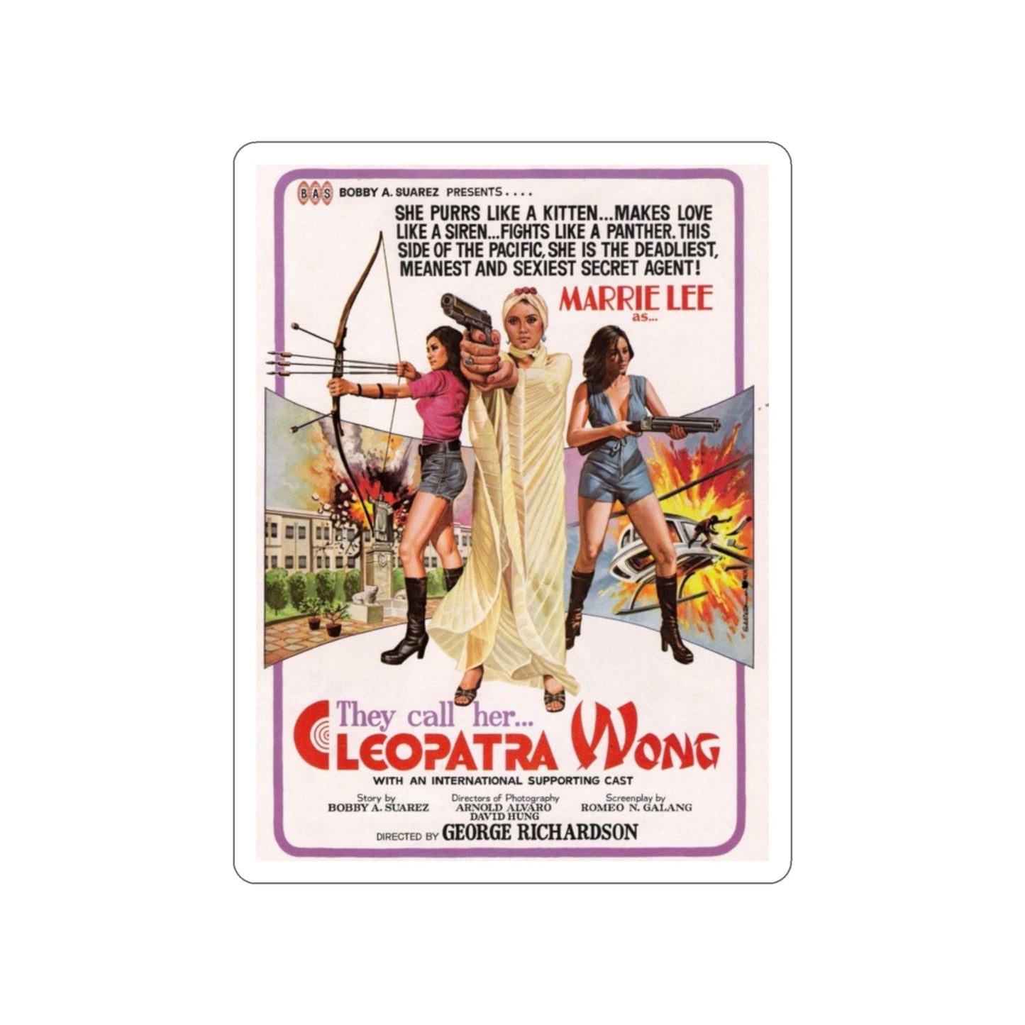 CLEOPATRA WONG 1978 Movie Poster STICKER Vinyl Die-Cut Decal-3 Inch-The Sticker Space