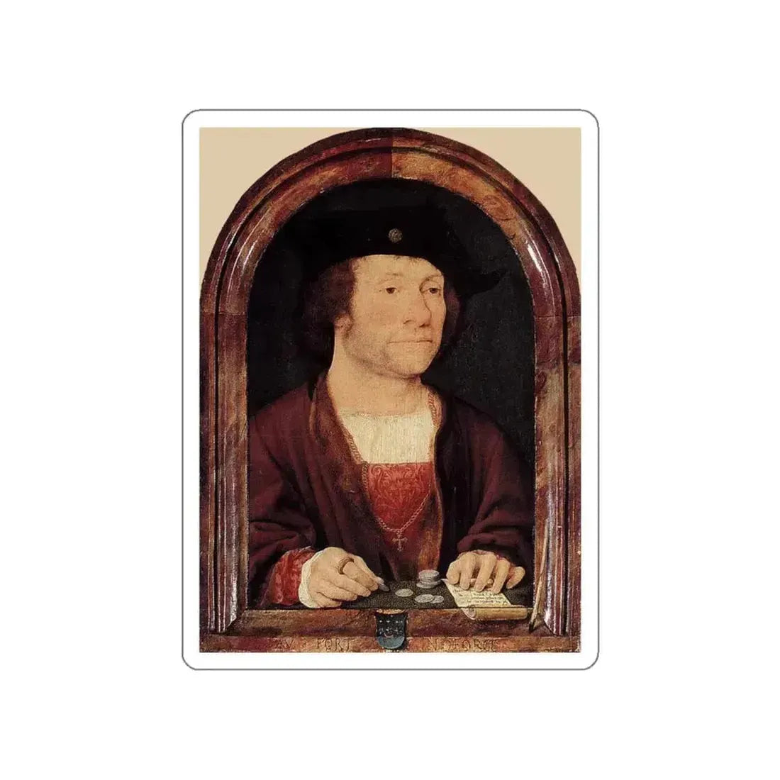 CLEVE, Joos van - Portrait of Anthonis van Hilten (Artwork) STICKER Vinyl Die-Cut Decal White Die-Cut 6 Inch - The Sticker Space