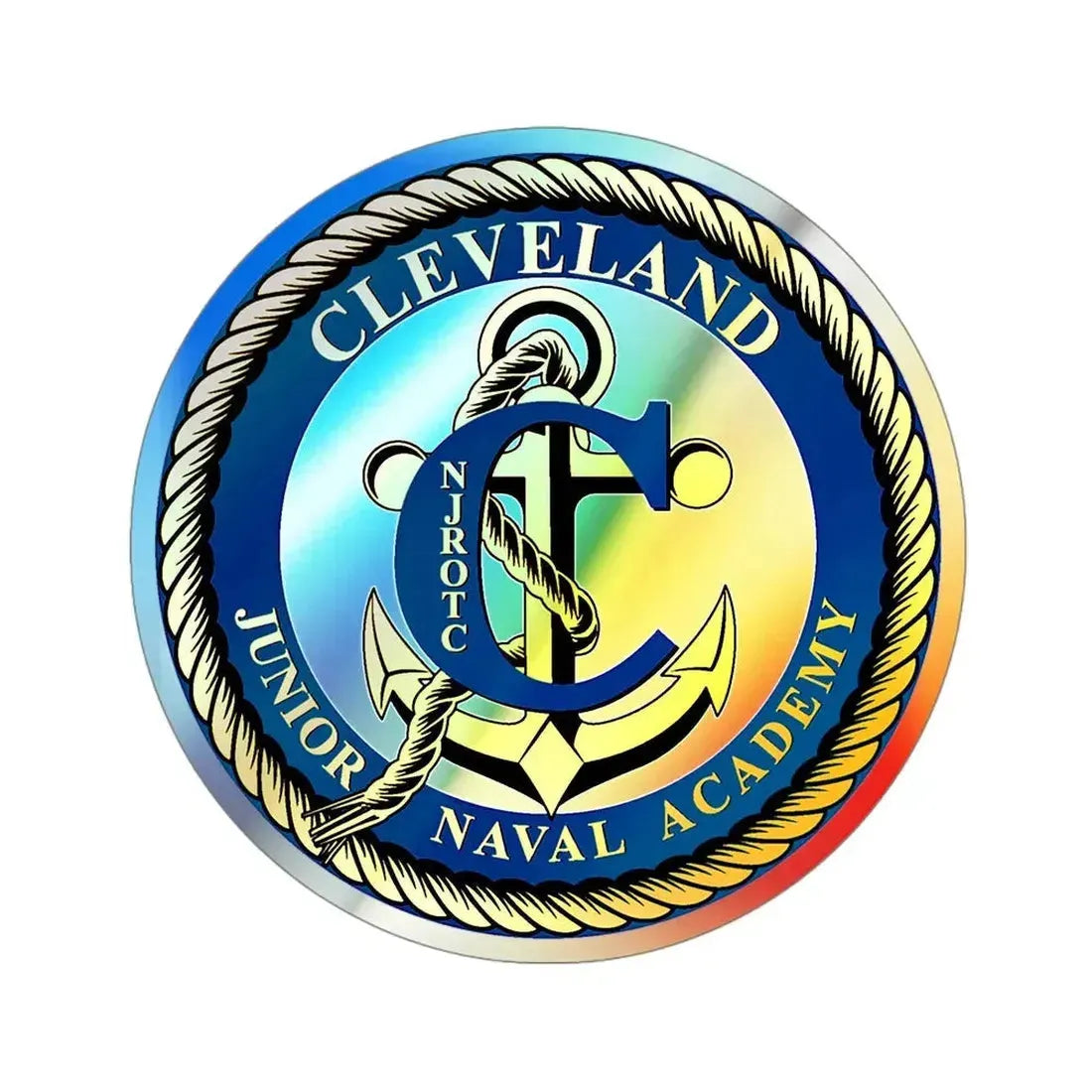 Cleveland Junior Naval Academy (U.S. Navy) Holographic STICKER Die-Cut Vinyl Decal 4 Inch Holographic - The Sticker Space
