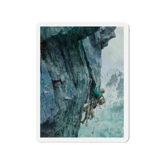 Cliff Hanger (Magazine Illustration) Refrigerator Magnet 2 Inch Die-Cut - The Sticker Space