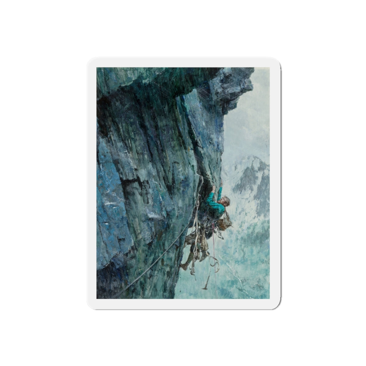 Cliff Hanger (Magazine Illustration) Refrigerator Magnet-4" x 4"-The Sticker Space