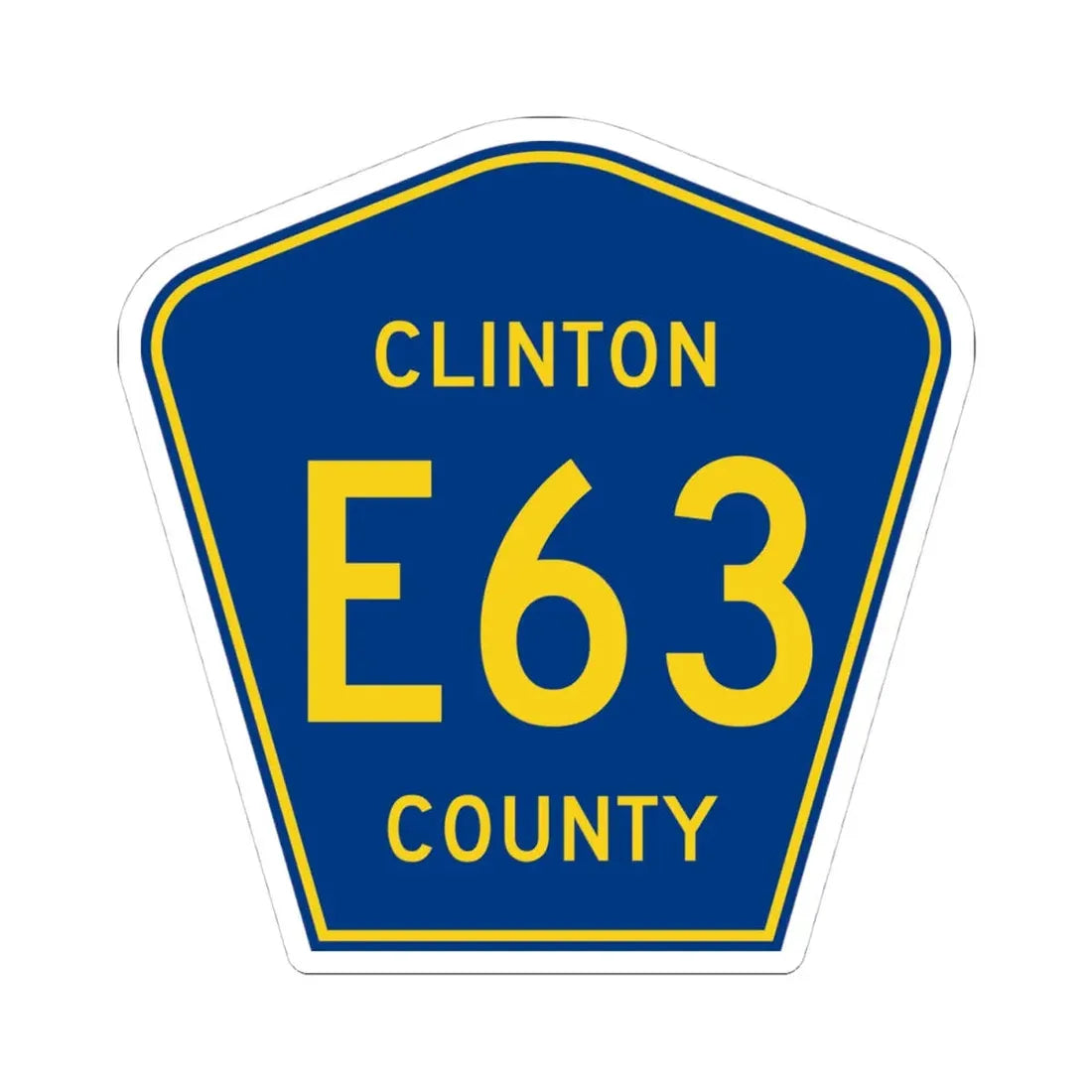 Clinton County Route E63 IA (Iowa) (Road Sign) STICKER Vinyl Kiss-Cut Decal 4 Inch White - The Sticker Space