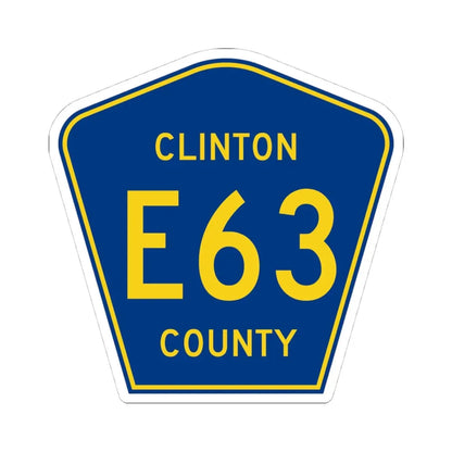 Clinton County Route E63 IA (Iowa) (Road Sign) STICKER Vinyl Kiss-Cut Decal 4 Inch White - The Sticker Space