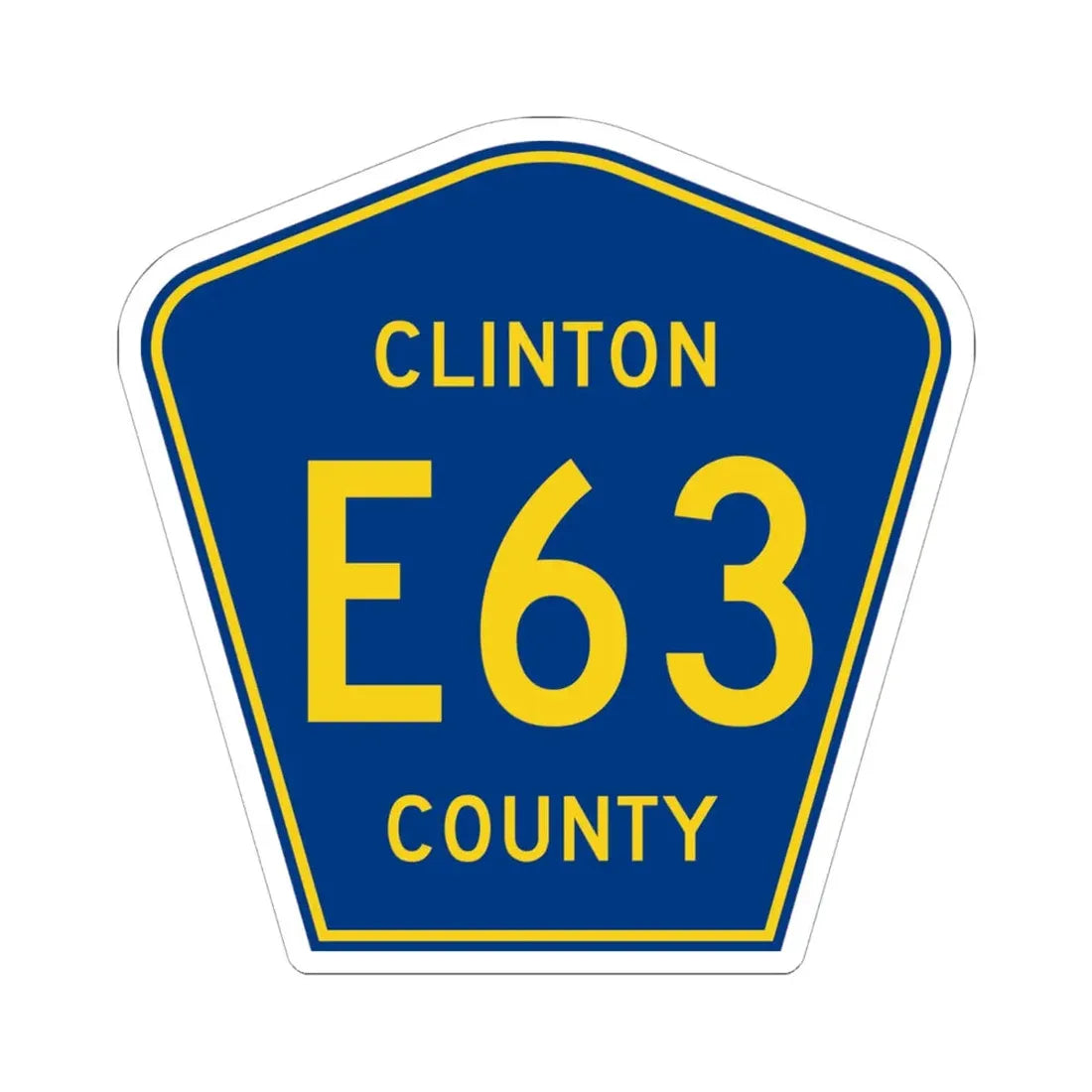 Clinton County Route E63 IA (Iowa) (Road Sign) STICKER Vinyl Kiss-Cut Decal 6 Inch White - The Sticker Space