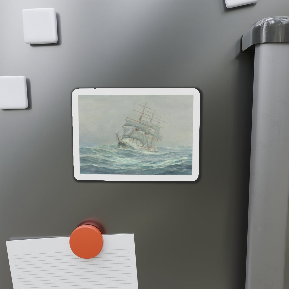 Clipper Ship in Rough Seas (Magazine Illustration) Refrigerator Magnet-The Sticker Space